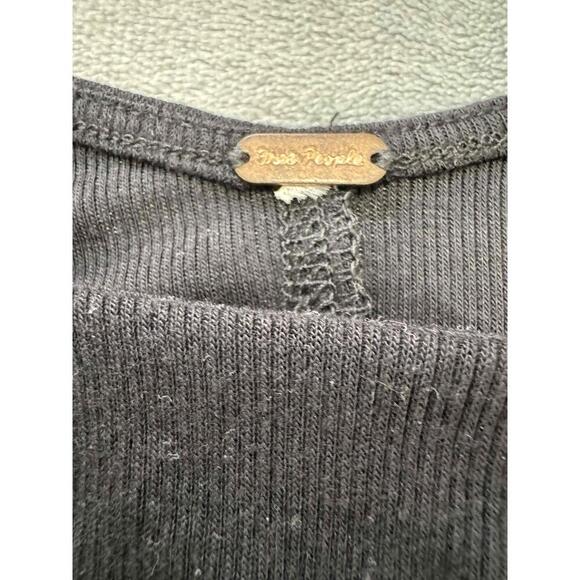 Free People Black Short Puff Sleeves Sweetheart Neck Fitted Top Womens Top S/M - Picture 7 of 16